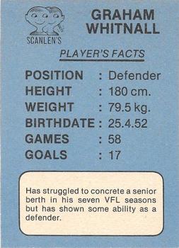 1981 Scanlens VFL #34 Graeme Whitnall Back